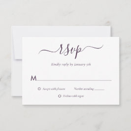 Tarjeta RSVP de boda púrpura moderna