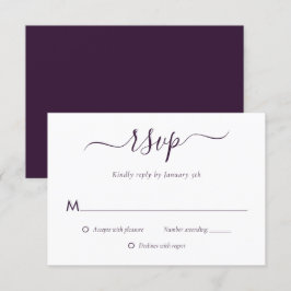 Tarjeta RSVP de boda púrpura moderna