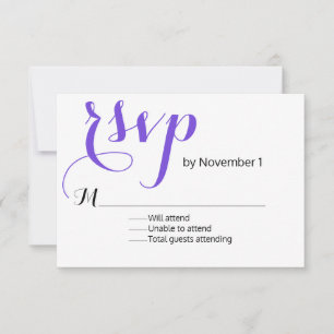 Tarjeta RSVP de boda púrpura moderna