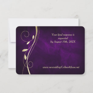 Tarjeta RSVP de Boda Púrpura Profunda de Pan de Or