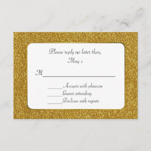 Tarjeta RSVP de Boda Purpurina de oro de moda