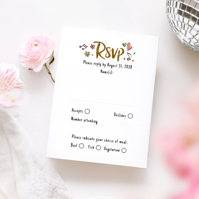Tarjeta RSVP de boda rápida de mano dibujada (Whimsical Wedding Rsvp Card)