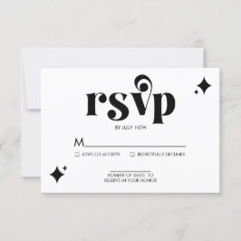 Tarjeta RSVP de boda retro simple y moderna