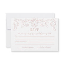 Tarjeta RSVP de boda rococó rosa Rubor