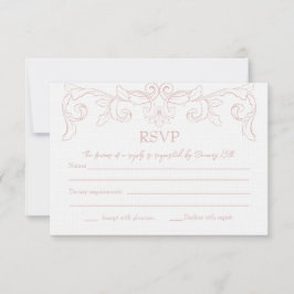 Tarjeta RSVP de boda rococó rosa Rubor