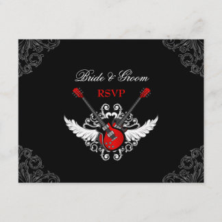 Tarjeta RSVP de boda rocosa y rollo