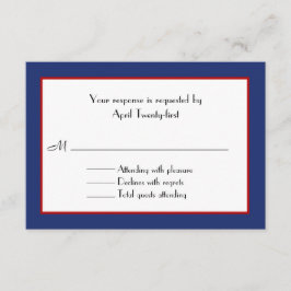 Tarjeta RSVP de Boda Roja, Blanca y Azul