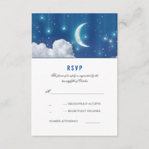 Tarjeta RSVP de Boda Romántica Luna y Estrellas