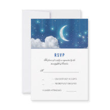 Tarjeta RSVP de Boda Romántica Luna y Estrellas