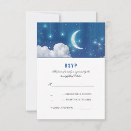 Tarjeta RSVP de Boda Romántica Luna y Estrellas