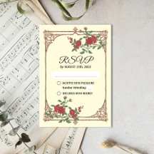 Tarjeta RSVP de boda romántica medieval