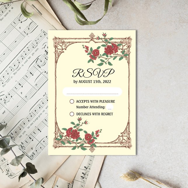 Tarjeta RSVP de boda romántica medieval (Subido por el creador)