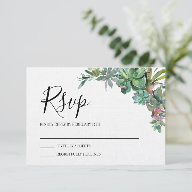 Tarjeta RSVP de Boda Romántica Moderna (Anverso de pie)