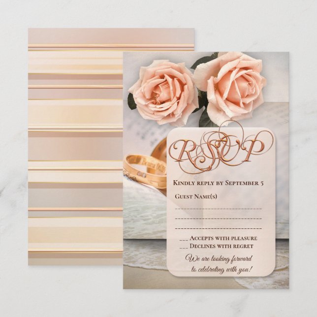 Tarjeta RSVP de Boda Romántica para Amantes de Lib (Anverso / Reverso)