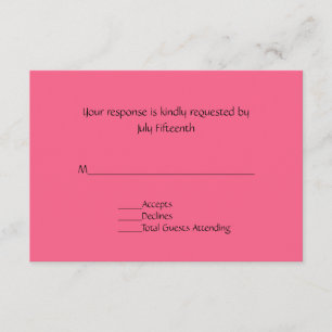 Tarjeta RSVP de boda rosa de Bonito brillante
