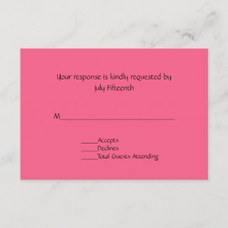 Tarjeta RSVP de boda rosa de Bonito brillante