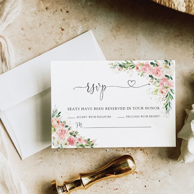 Tarjeta RSVP de boda rosa de Rubor (Subido por el creador)