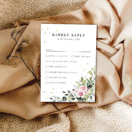 Tarjeta RSVP de Boda Rosa de Verdor Rubor