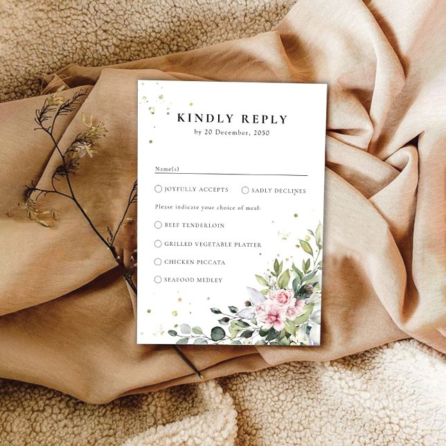 Tarjeta RSVP de Boda Rosa de Verdor Rubor (Subido por el creador)