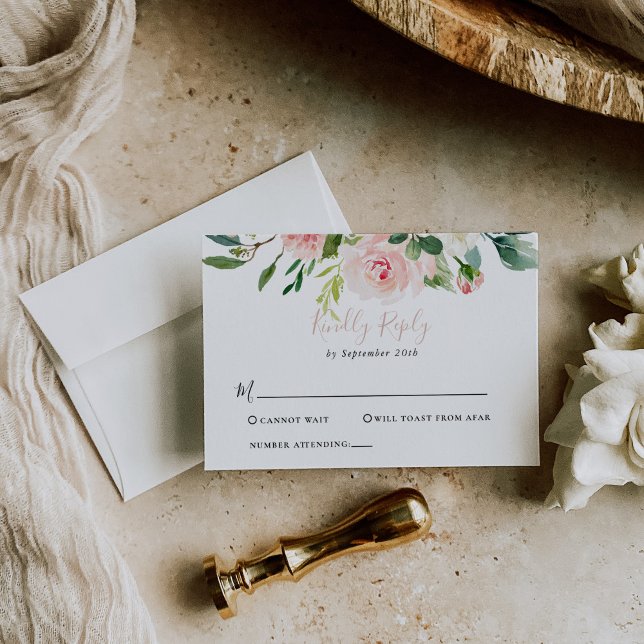 Tarjeta RSVP de Boda Rosa Gold Elegant Fall (Subido por el creador)