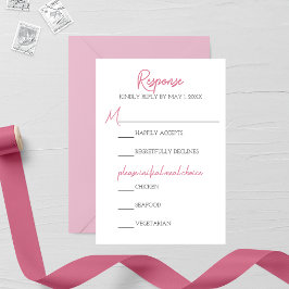 Tarjeta RSVP de boda rosa minimalista