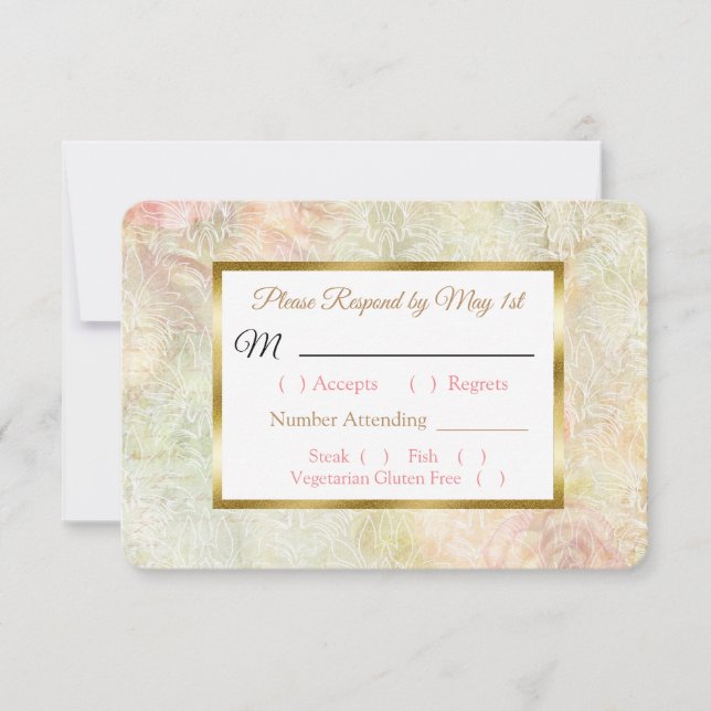 Tarjeta RSVP de Boda Rosa Pastel (Anverso)
