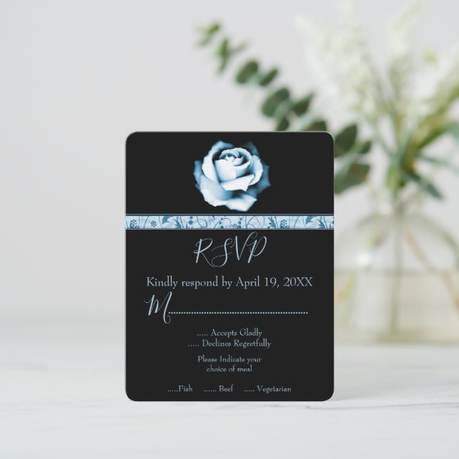 Tarjeta RSVP de boda Rosa Sapphire (Anverso de pie)