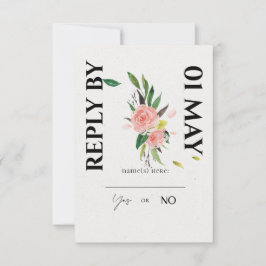Tarjeta RSVP de Boda Rosa y follaje