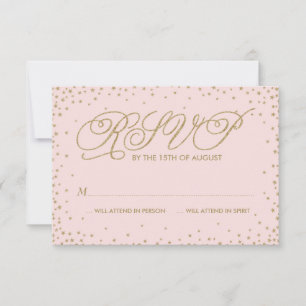 Tarjeta RSVP de Boda Rosa y Oro Fancy Stars