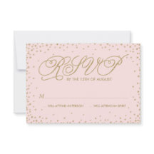 Tarjeta RSVP de Boda Rosa y Oro Fancy Stars