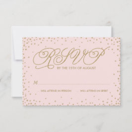 Tarjeta RSVP de Boda Rosa y Oro Fancy Stars