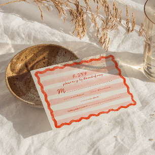 Tarjeta RSVP de Boda Rosa y Roja Moderna.