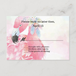 Tarjeta RSVP de boda rosada Flamingo