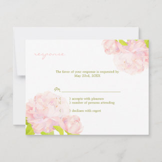 Tarjeta RSVP de boda rosada Garden Peony