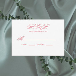 Tarjeta RSVP de boda rosada moderna