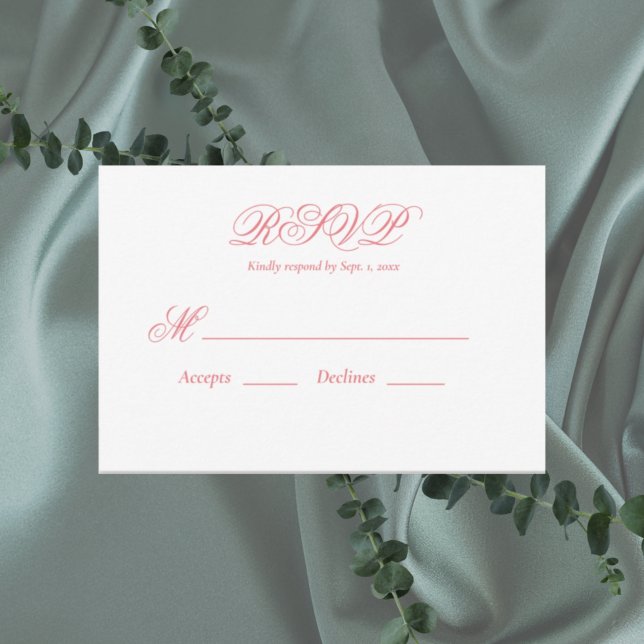 Tarjeta RSVP de boda rosada moderna (Subido por el creador)