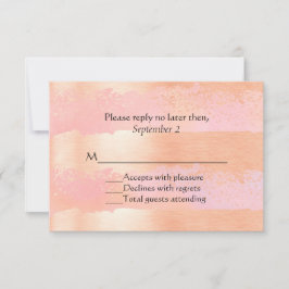 Tarjeta RSVP de Boda Rosada Rubor y Gold Romance W