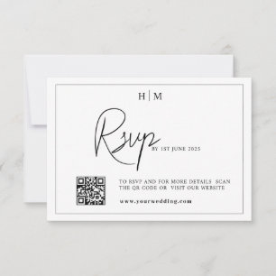 Tarjeta rsvp de boda, rsvp monograma con código QR