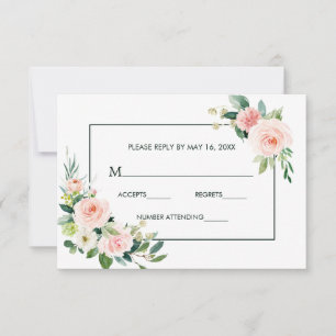 Tarjeta RSVP de boda Rubor Rosada