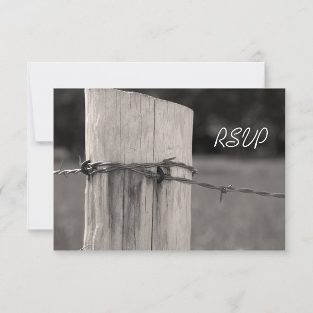 Tarjeta RSVP de Boda Rural de Rancho Post Country  (Anverso)