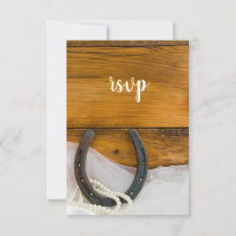 Tarjeta RSVP de Boda Rural Horseshoe Pearls