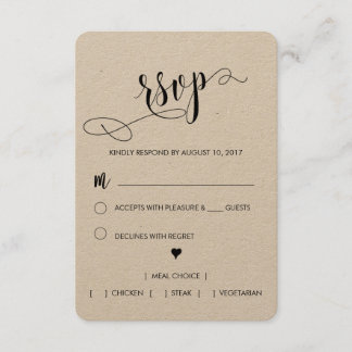 Tarjeta RSVP de boda rústica