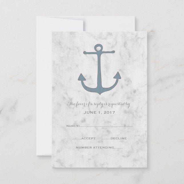 Tarjeta RSVP de Boda Rústica Azul (Anverso)