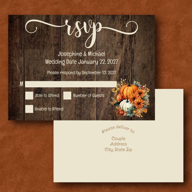 Tarjeta RSVP de Boda Rústica Caída de Calabazas de (Subido por el creador)