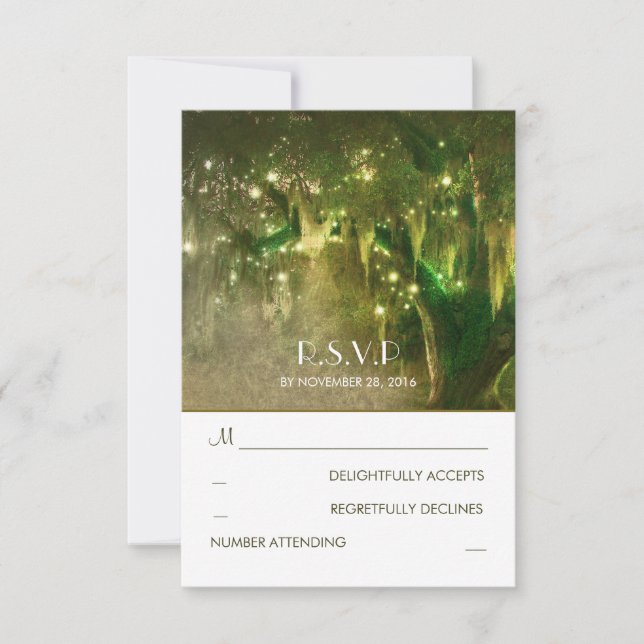 Tarjeta RSVP de Boda Rústica de Árbol de Oble de L (Anverso)