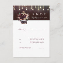 Tarjeta RSVP de Boda Rústica de Borgoña