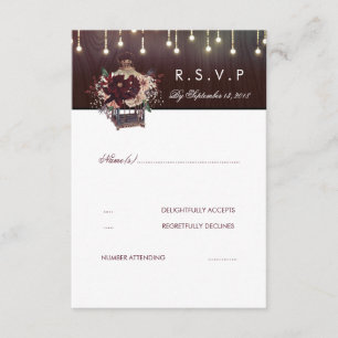 Tarjeta RSVP de Boda Rústica de Borgoña