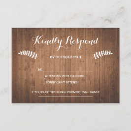 Tarjeta RSVP de boda rústica de bosque de madera
