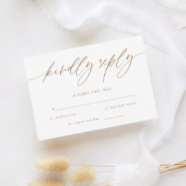 Tarjeta RSVP de Boda Rústica de Caligrafía de Oro