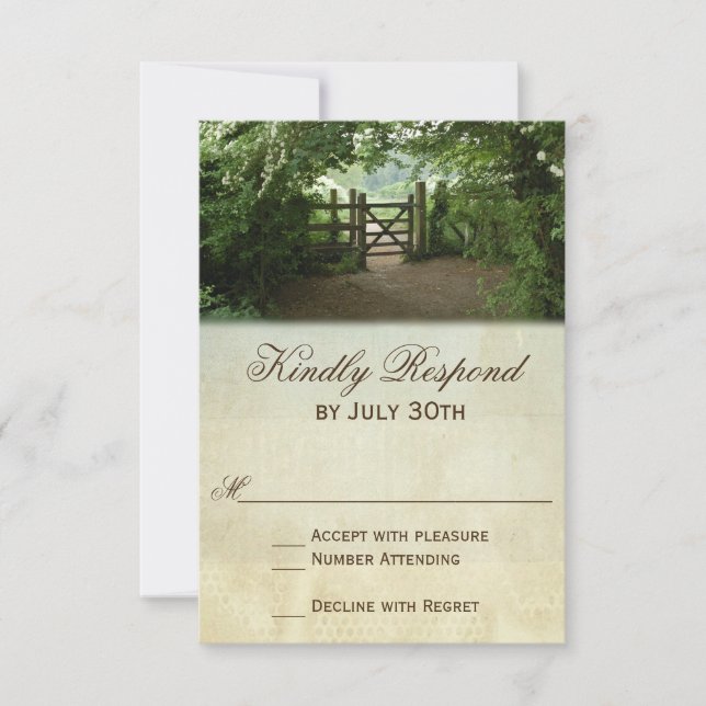 Tarjeta RSVP de Boda Rústica de Camino por la Natu (Anverso)